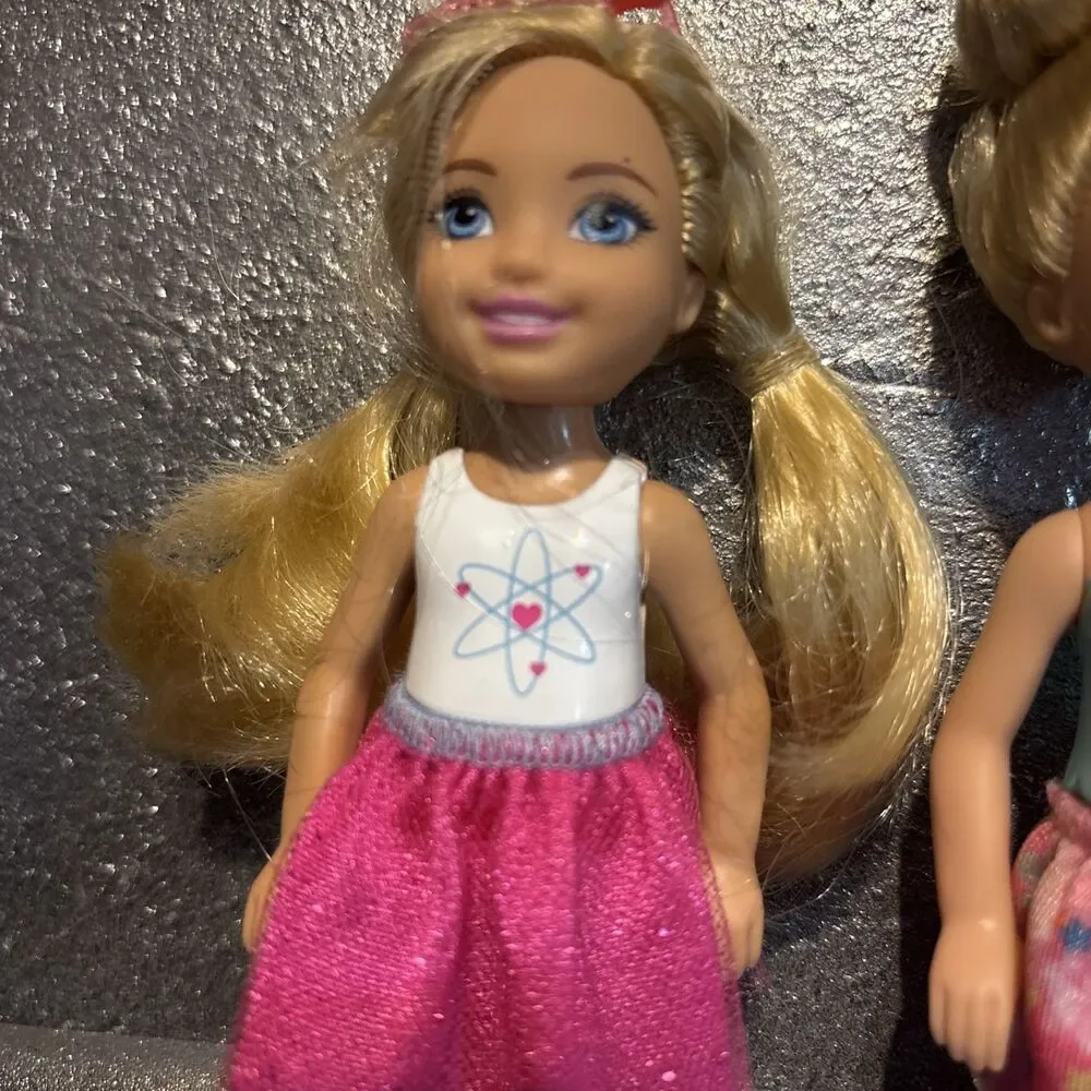 Barbie Club Chelsea Doll Blonde Hair Doll Skirt Shoes Mattel Lot Of 2 Dolls